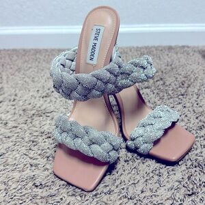 Kenley-R Silver Rhinestone Braided High Heel Sandals. Worn once size 8.5